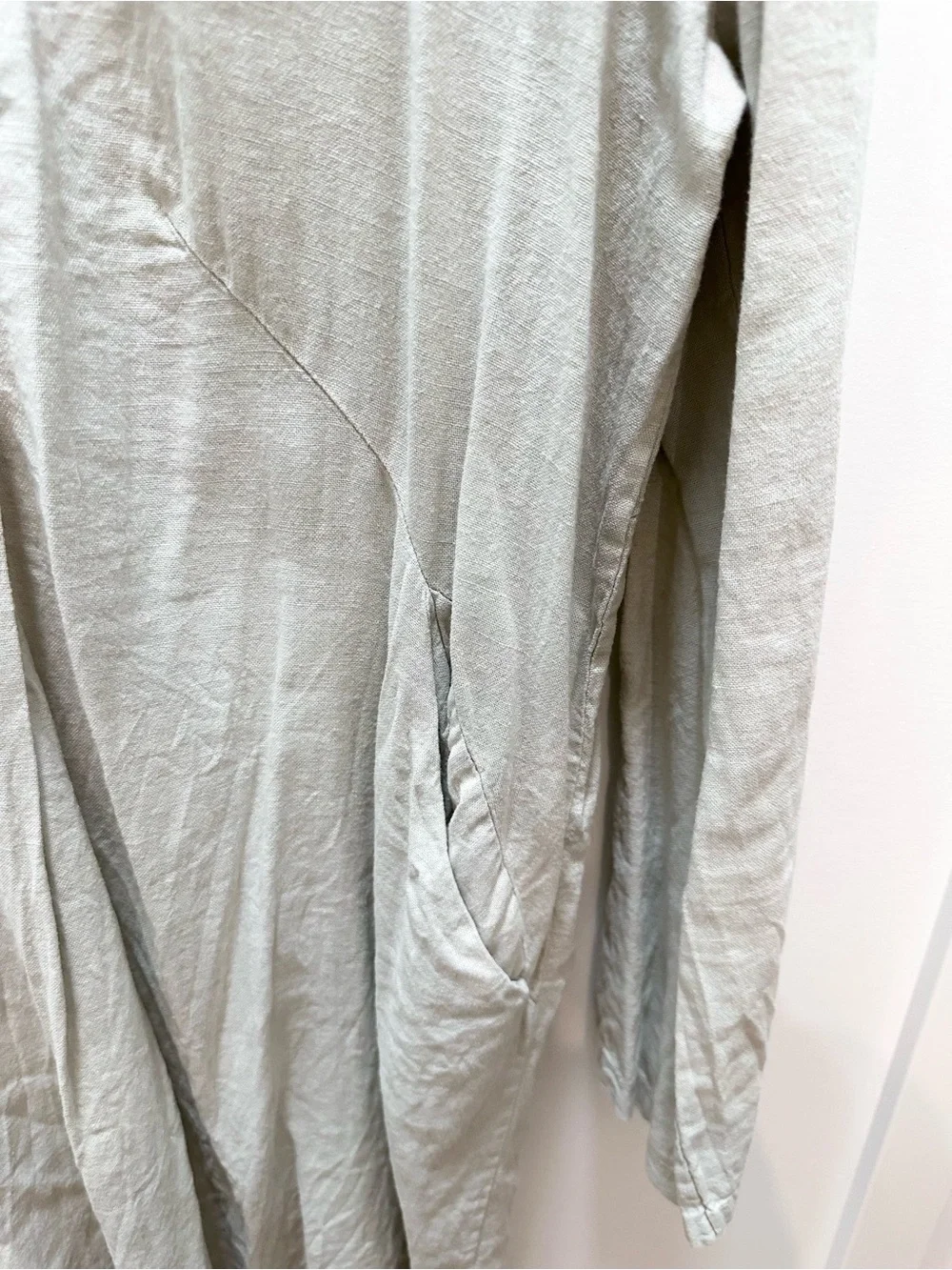 Cristina Vergani 100% Linen Tan Beige Collared Shirt Dress XS Made in Italy